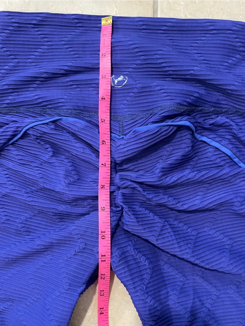 Abs2B Push Up Leggings w/ Diamond Shape Texture, Electric Blue with Scrunch Butt - Picture 7 of 12